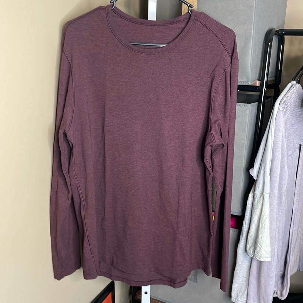 Lululemon Mens Long Sleeve TShirt ~sz Large Heather Bordeaux Drama (?) M100